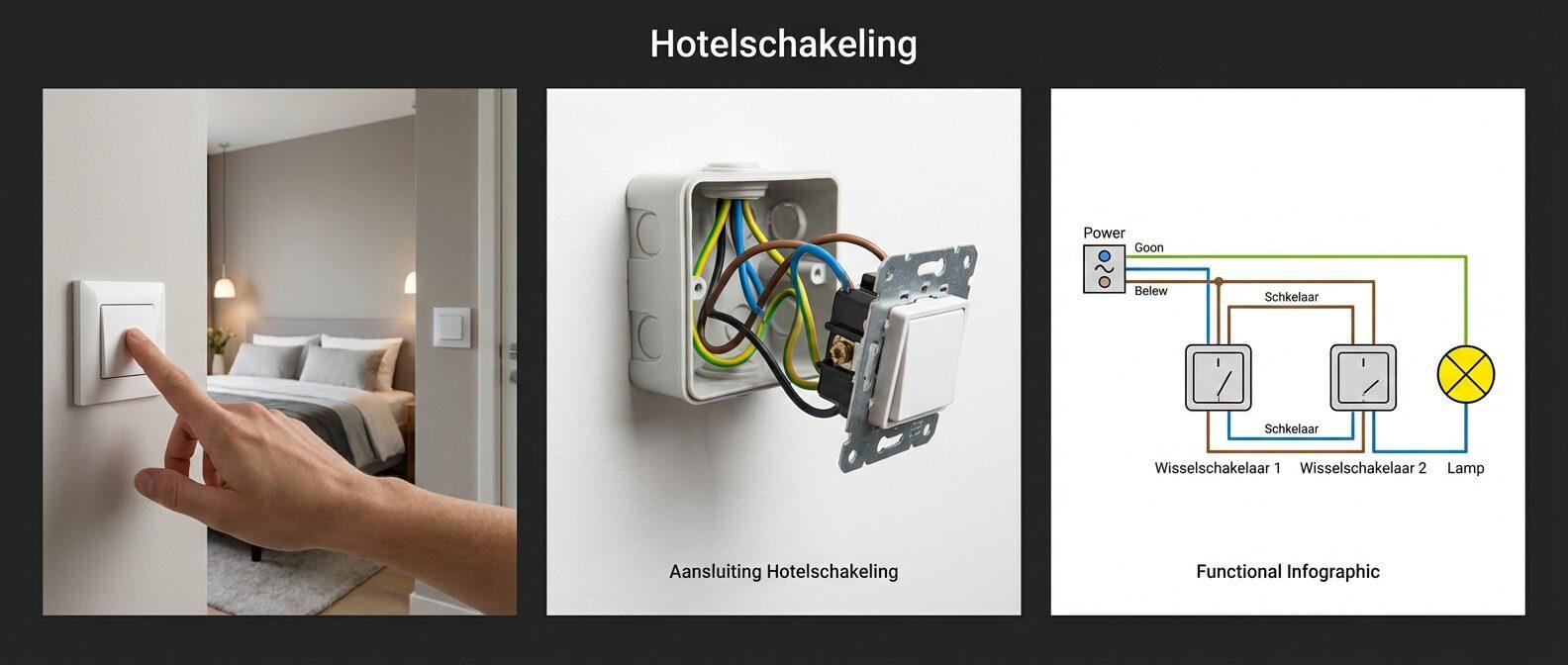 Hotelschakeling Hotelschakeling aansluiten en kleuren draden