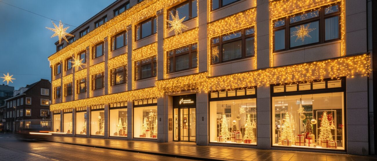 Kerstverlichting bedrijfspand Kerstverlichting bedrijfspand