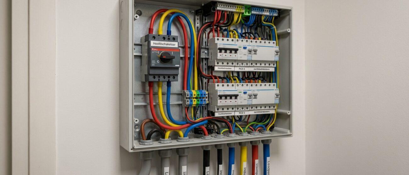 Definitie van een 3-fasen stroomaansluiting en meterkast uitbreiding