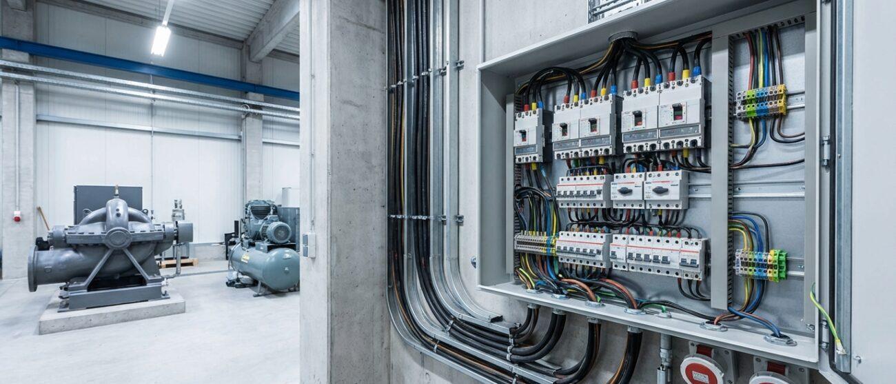 Wil je weten hoe krachtstroom wordt aangelegd in een fabriekshal?