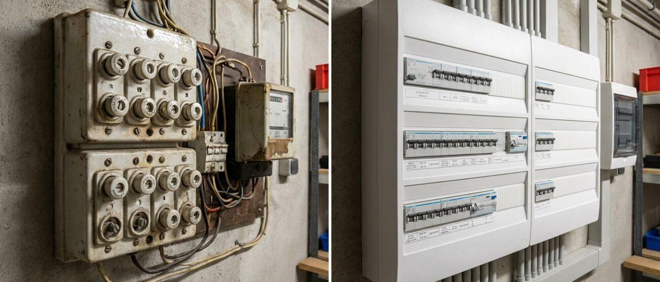 Het verschil tussen de oude stoppenkast en de moderne groepenkast